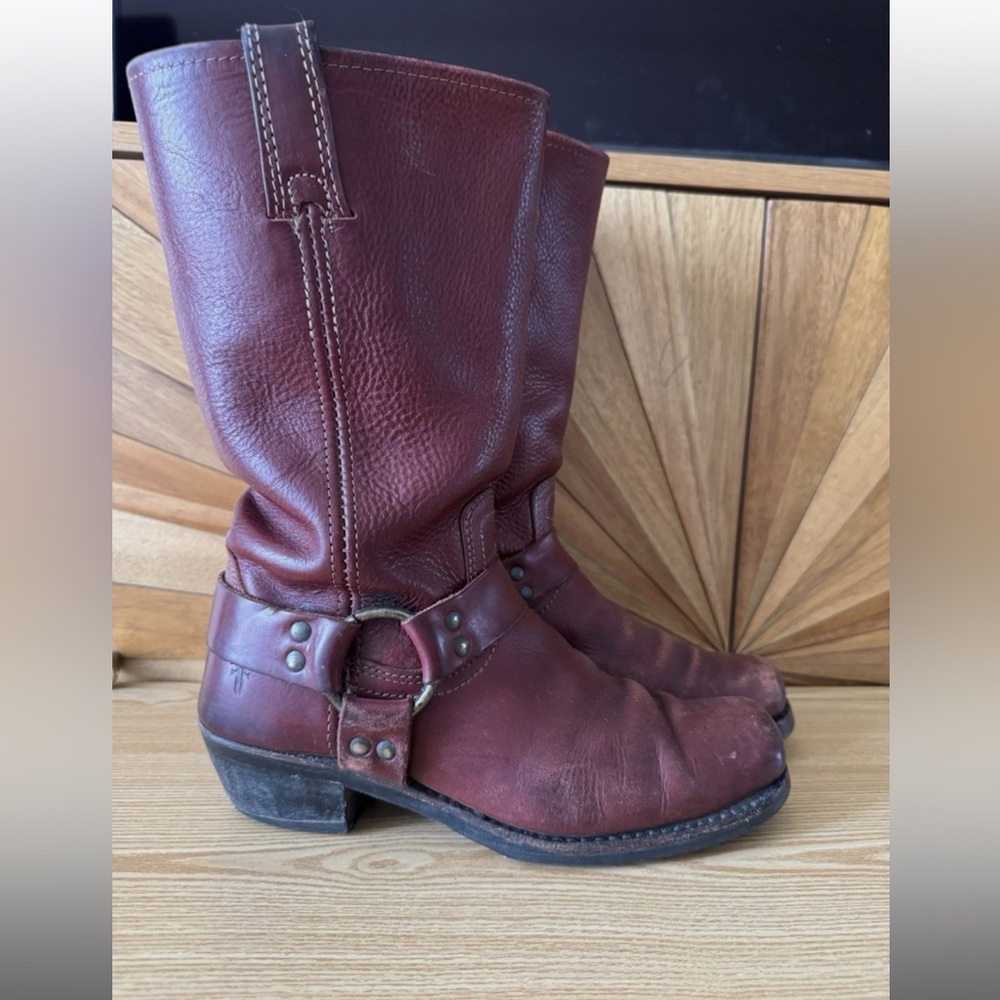Red Frye harness boots
